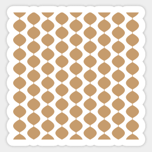 Mid Century Modern Retro 60s Waves Pattern  (Pale Warm Brown) Sticker